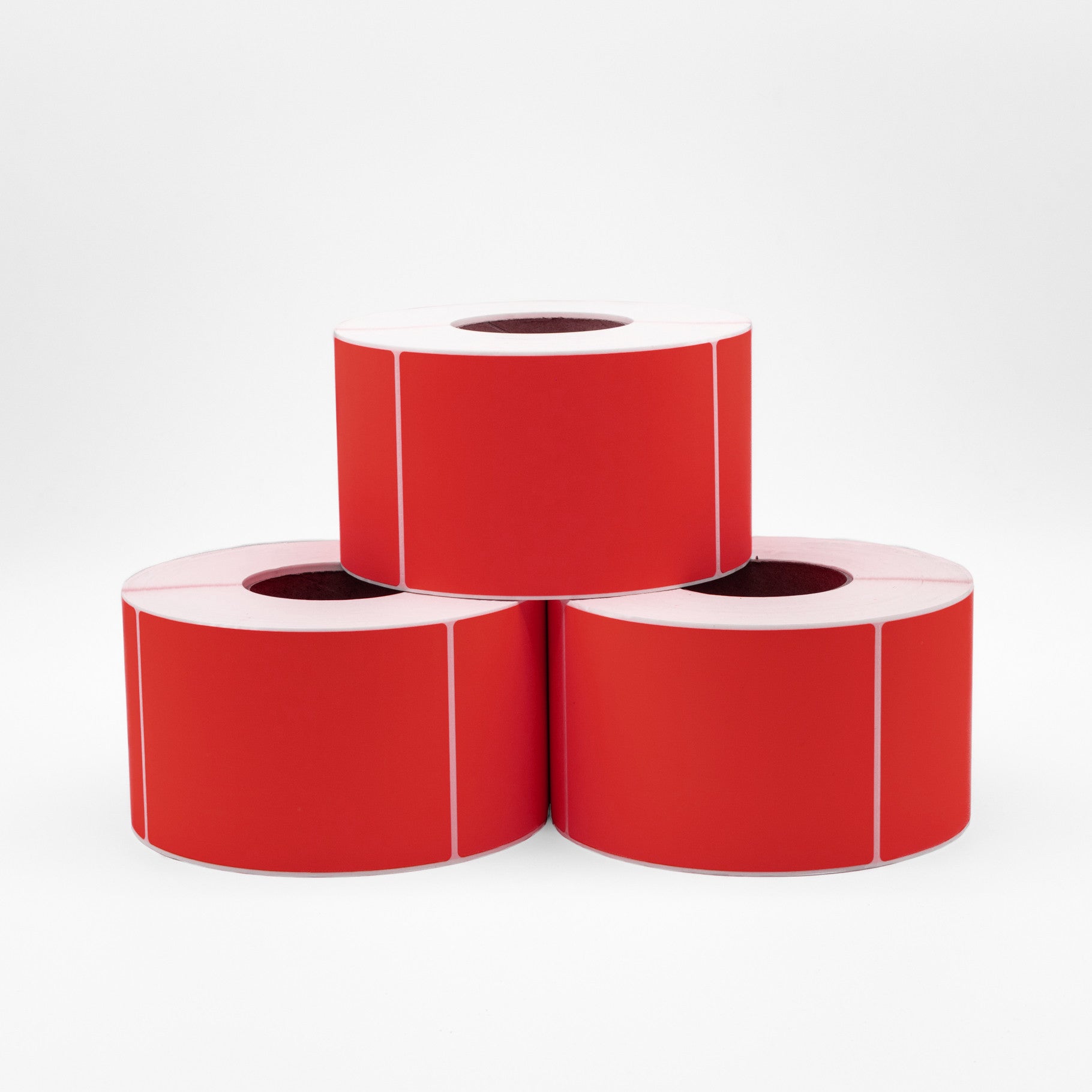 Thermal Direct Label Paper Red Permanent 102mm x 152mm Perf. 1000/roll 76mm core - Omni Packaging 