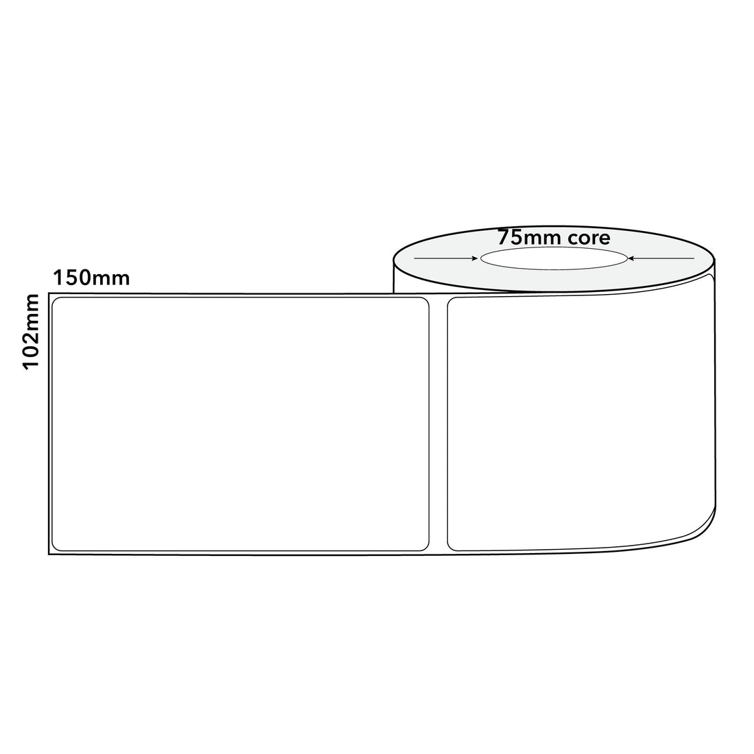 Thermal Labels Super Freezer Grade Direct 102mm x 150mm 1000/roll 75mm core White - Omni Packaging 