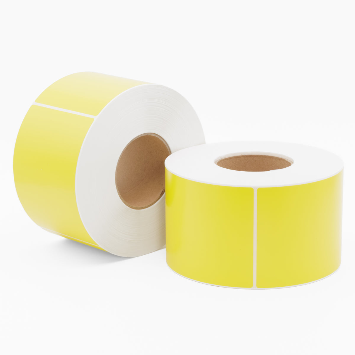 Thermal Direct Label Paper Yellow Permanent 102mm x 152mm Perf. 1000/roll 76mm core - Omni Packaging 