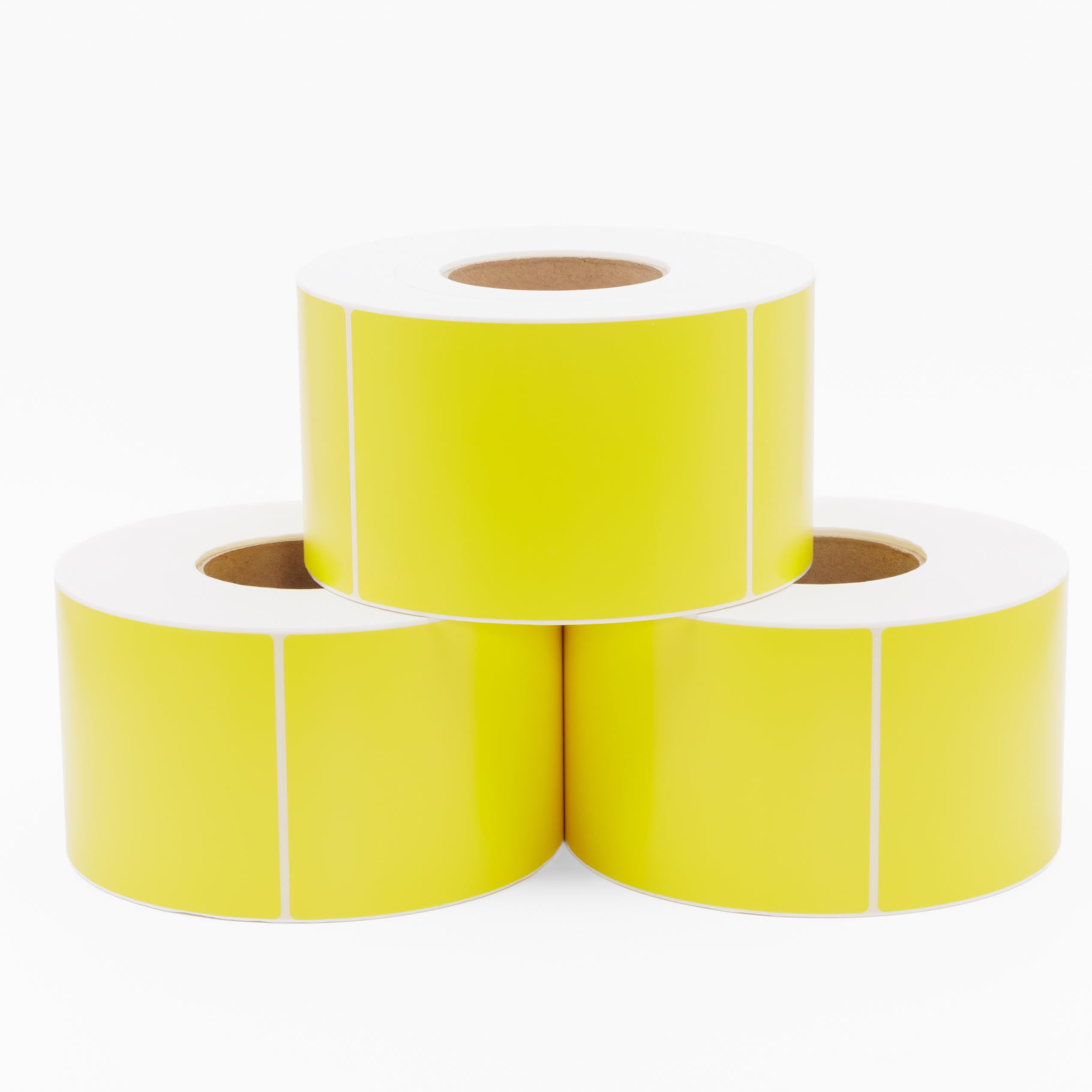 Thermal Direct Label Paper Yellow Permanent 102mm x 152mm Perf. 1000/roll 76mm core - Omni Packaging 