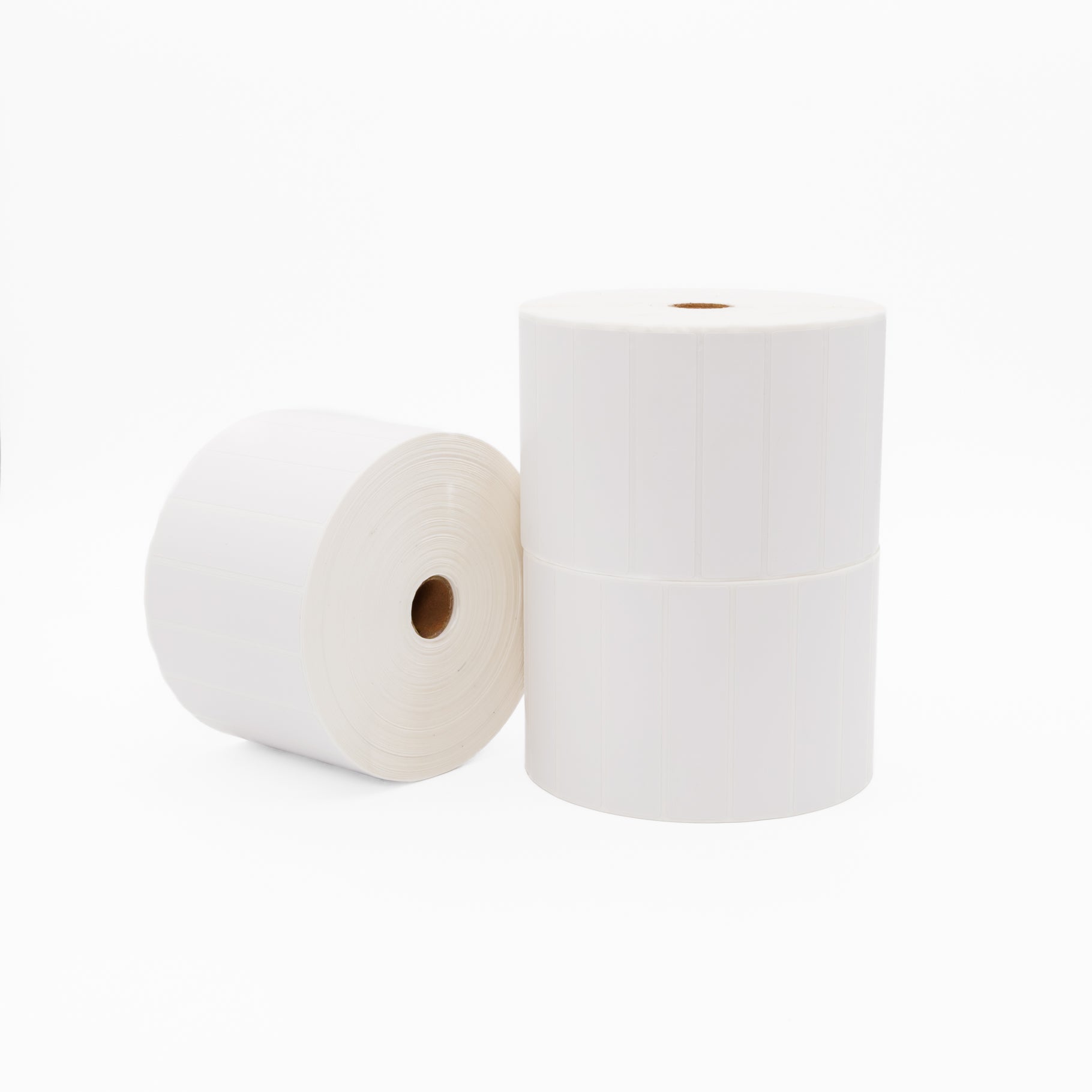 Thermal Direct Label Paper White Permanent 102mm x 25mm Perf. 5100/roll 76mm core - Omni Packaging 