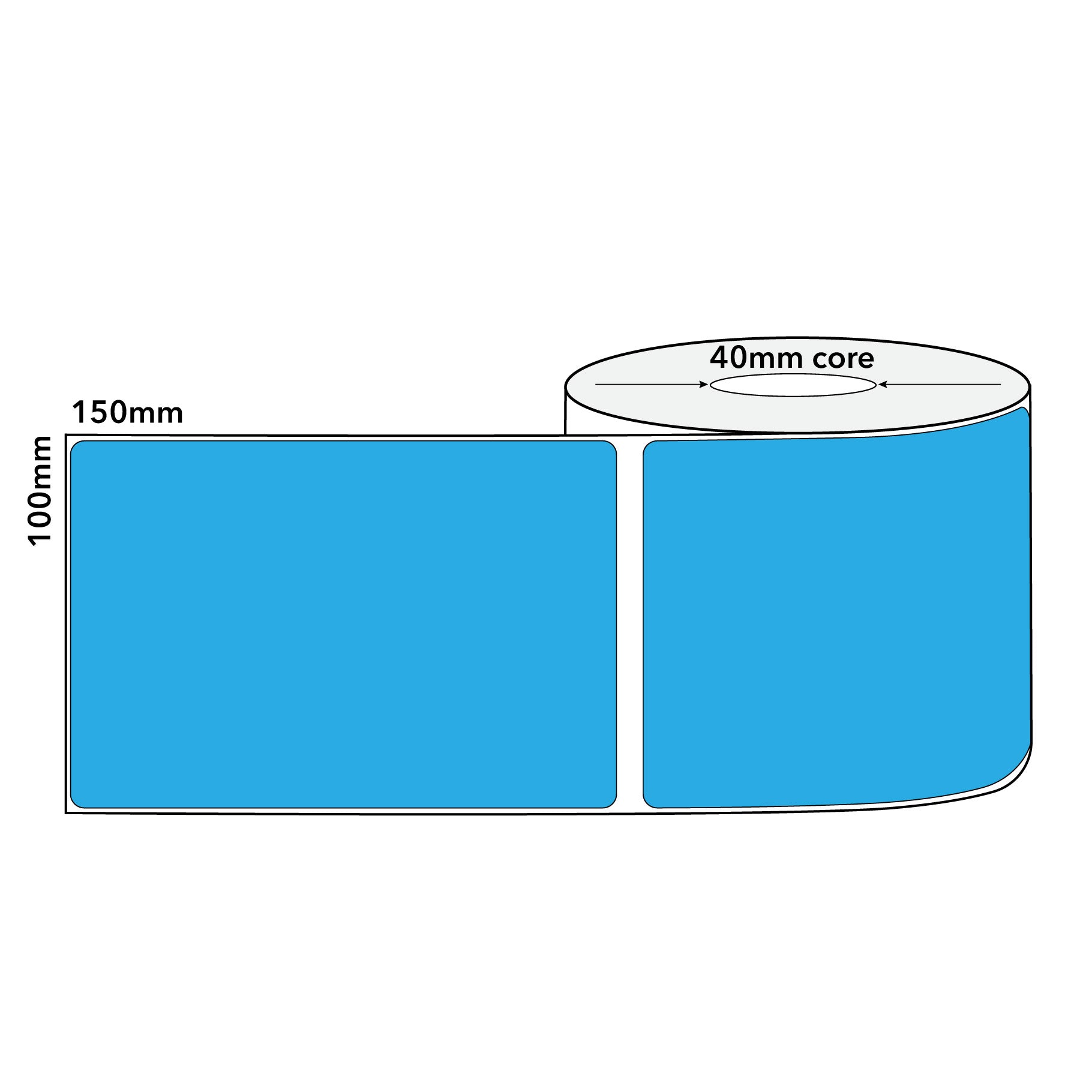 Blue Thermal Labels Direct 100mm x 150mm 300/roll 40mm Core - Omni Packaging 