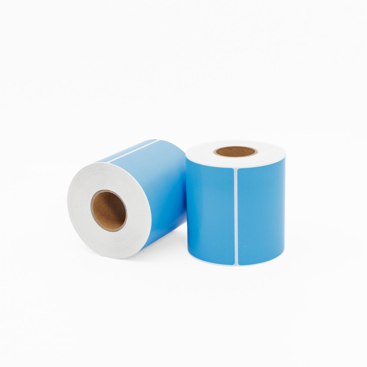 Thermal Direct Label Paper Blue Permanent 102mm x 152mm Perf. 500/roll 25mm core - Omni Packaging 