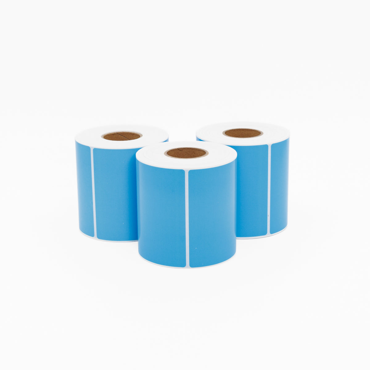 Thermal Direct Label Paper Blue Permanent 102mm x 152mm Perf. 500/roll 25mm core - Omni Packaging 