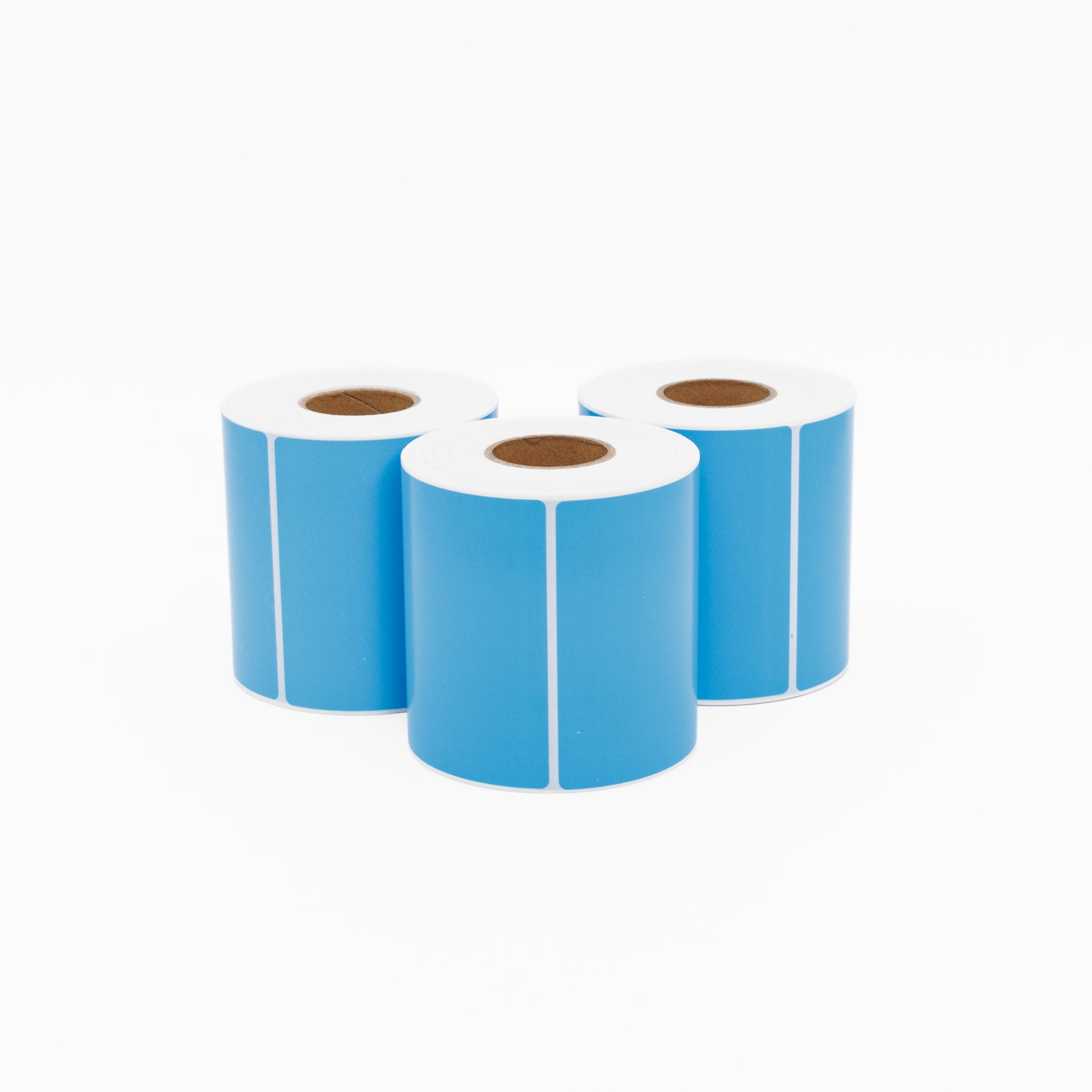 Thermal Direct Label Paper Blue Permanent 102mm x 152mm Perf. 500/roll 25mm core - Omni Packaging 