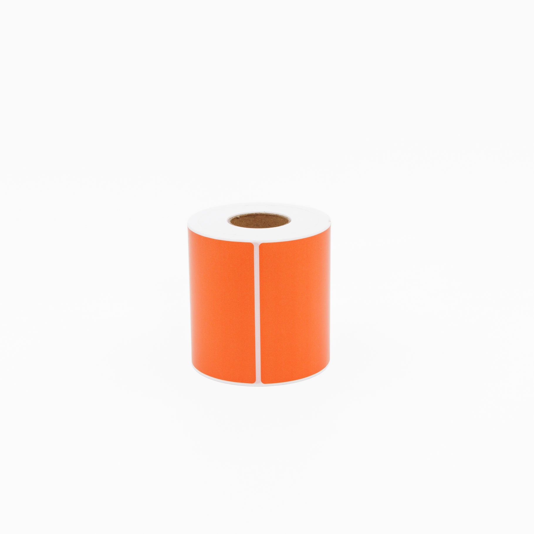 Thermal Direct Label Paper Orange Permanent 102mm x 152mm Perf. 500/roll 25mm core - Omni Packaging 