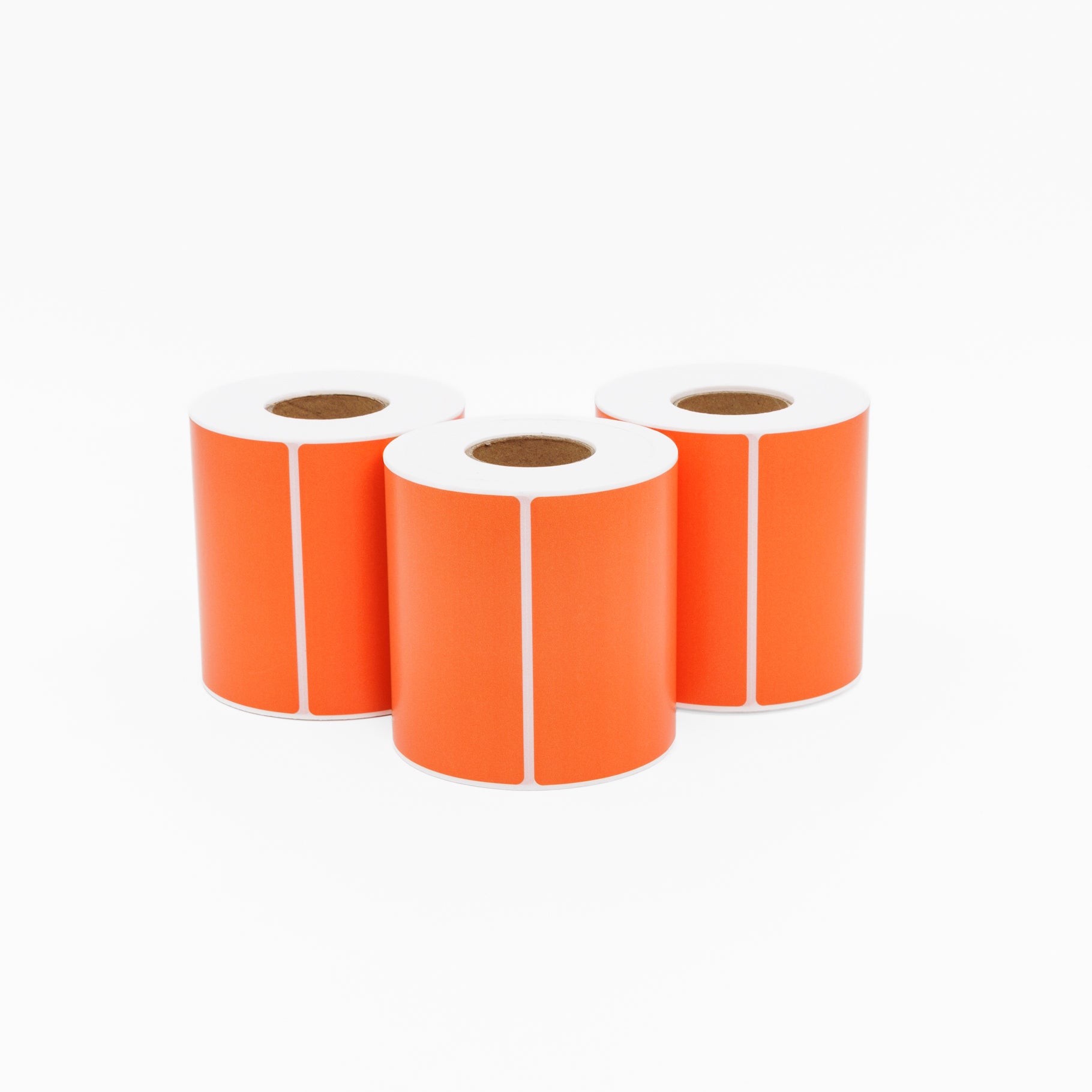 Thermal Direct Label Paper Orange Permanent 102mm x 152mm Perf. 500/roll 25mm core - Omni Packaging 