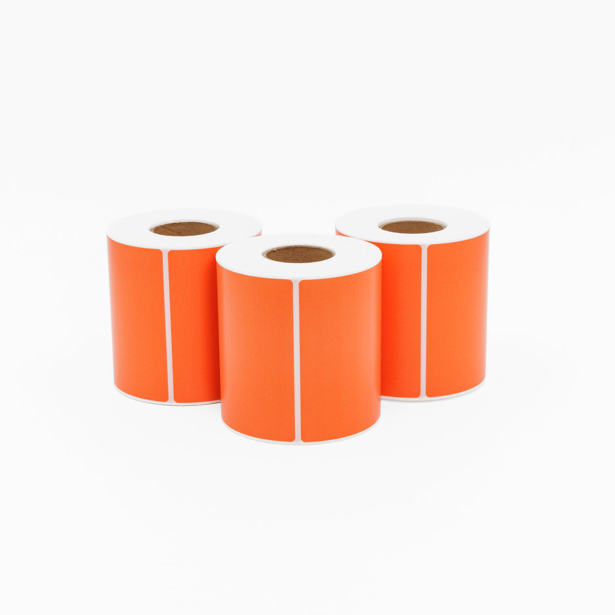 Thermal Direct Label Paper Orange Permanent 102mm x 152mm Perf. 500/roll 25mm core - Omni Packaging 