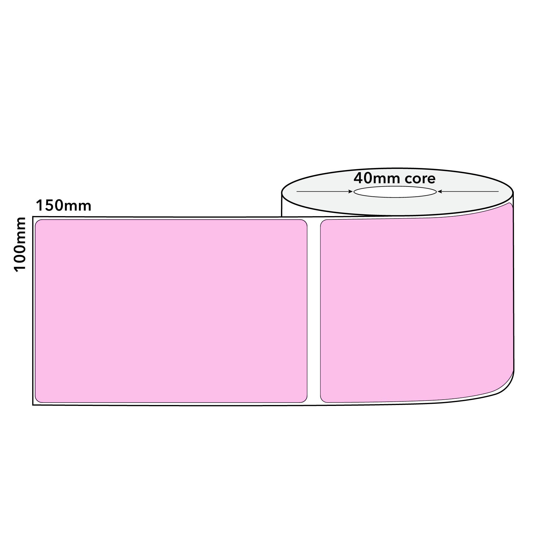 Pink Thermal Labels Direct 100mm x 150mm 300/roll 40mm Core - Omni Packaging 