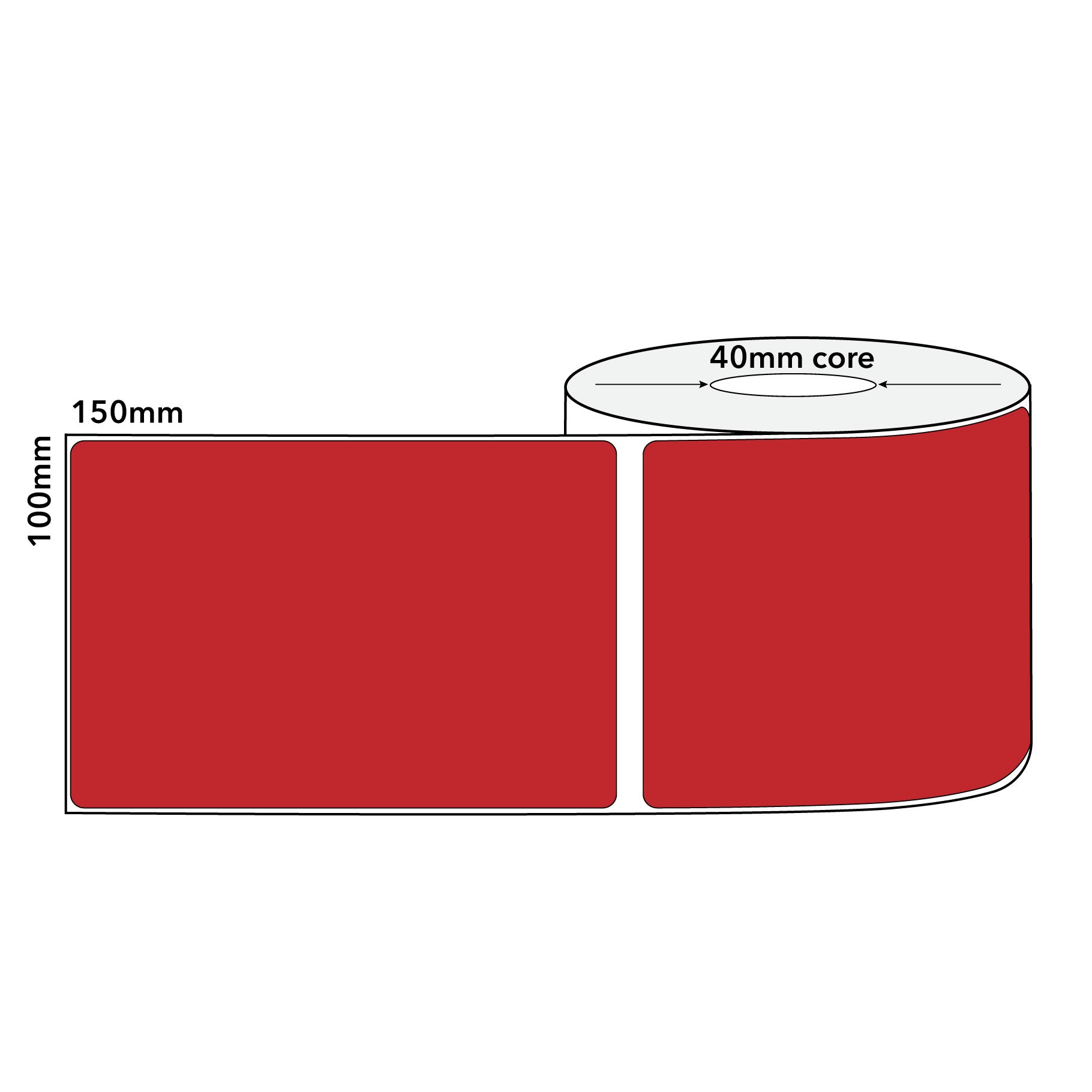 Red Thermal Labels Direct 100mm x 150mm 300/roll 40mm Core - Omni Packaging 