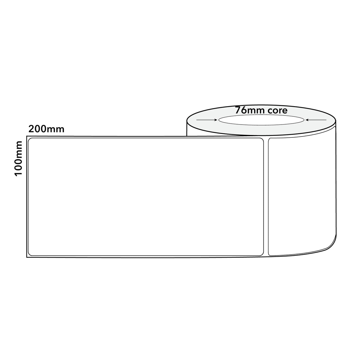 Thermal Direct Label Paper White Permanent 102mm x 200mm Perf. 750/roll 76mm core - Omni Packaging 