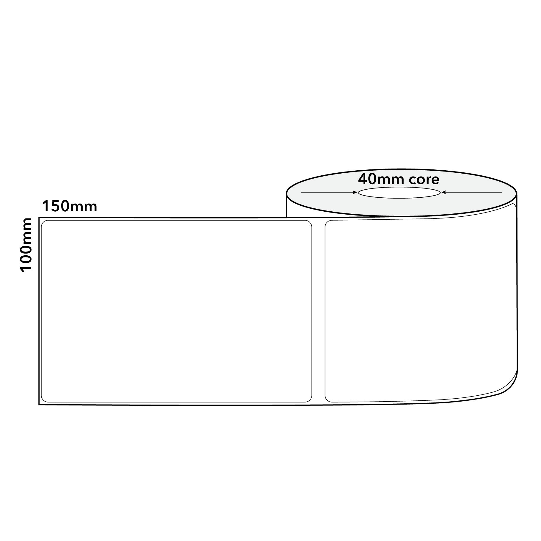 Thermal Direct Label Paper White Permanent 102mm x 152mm Perf. 1250/roll 40mm core - Omni Packaging 