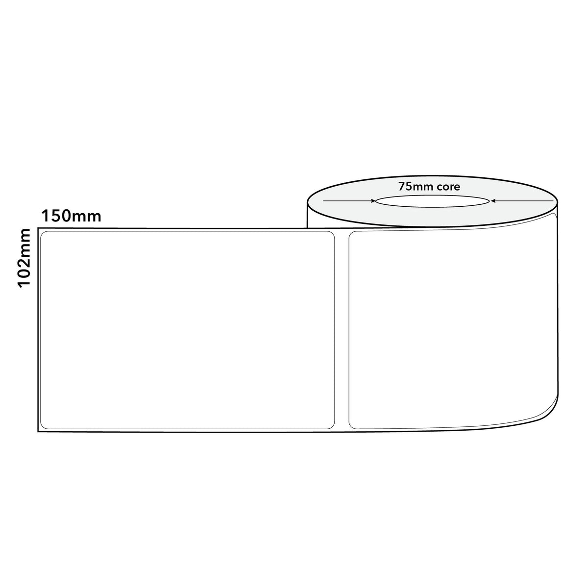 Thermal Direct Label Paper White Permanent 150mm x 100mm Non Perf. 3000/roll 76mm core - Omni Packaging 
