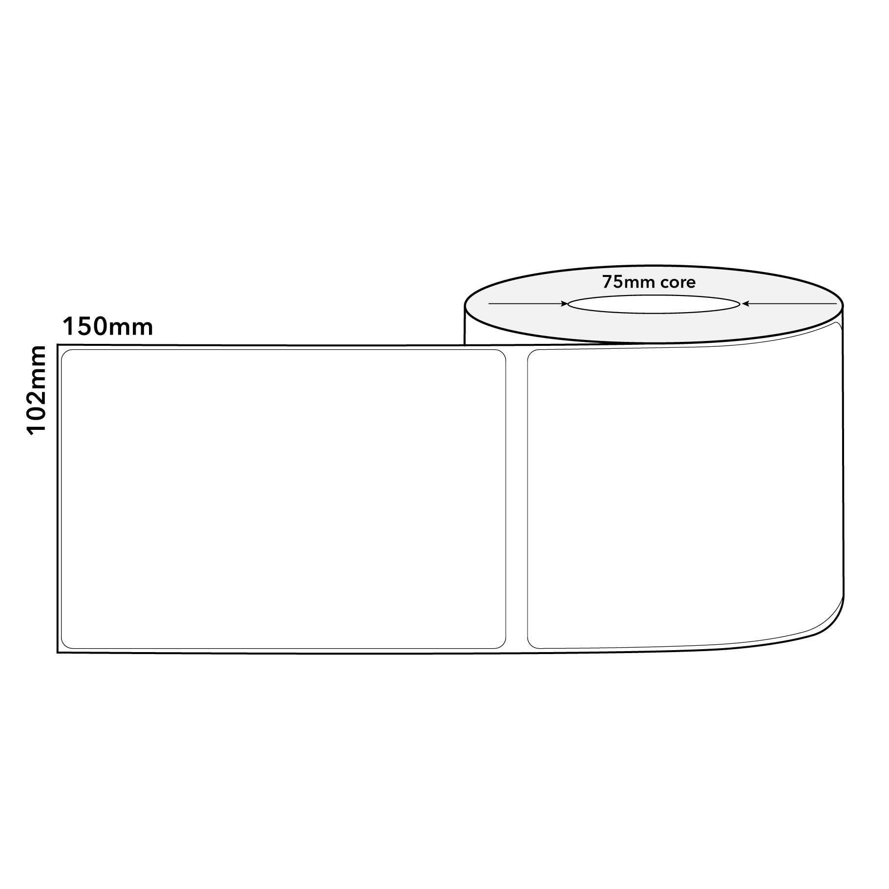 Thermal Direct Label Paper White Permanent 150mm x 100mm Non Perf. 3000/roll 76mm core - Omni Packaging 