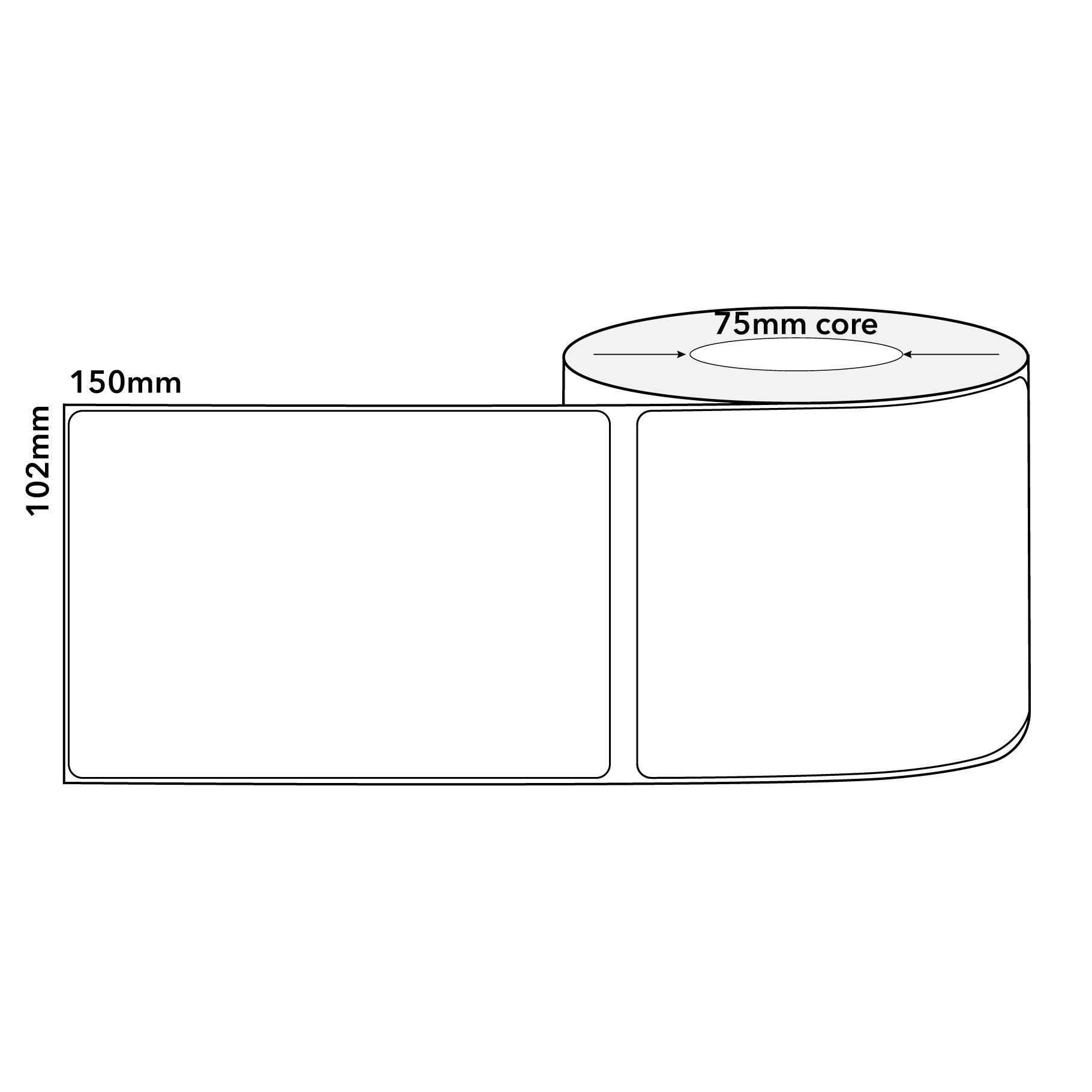 Thermal Labels Direct Omni 102mm x 150mm 3000/roll 75mm core White - Omni Packaging 