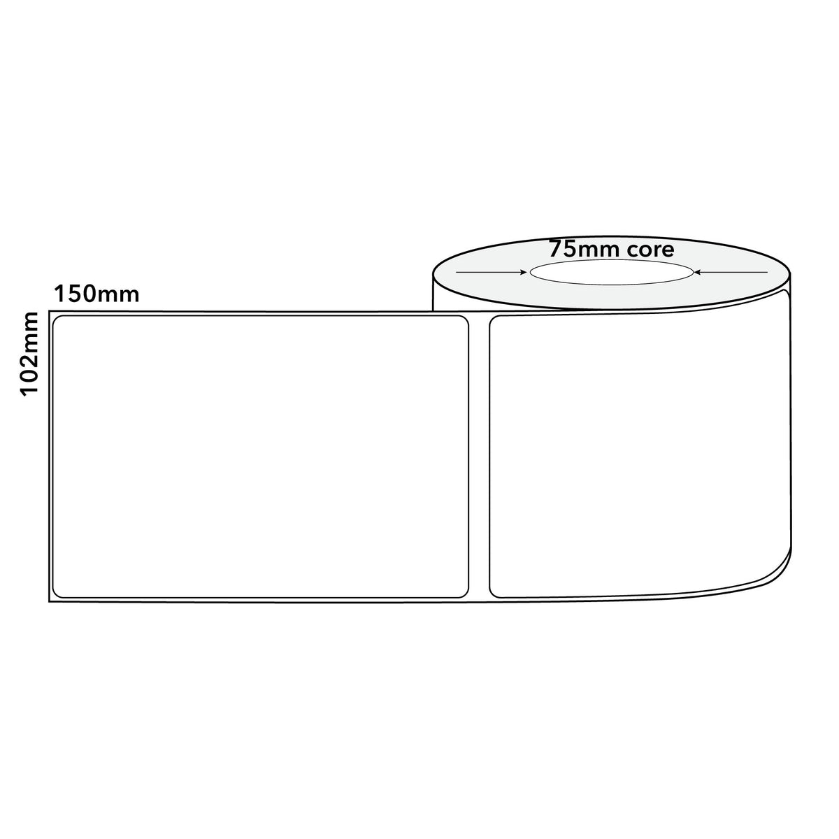 Thermal Direct Label Paper White Permanent 102mm x 152mm Non Perf. 2500/roll 76mm core - Omni Packaging 