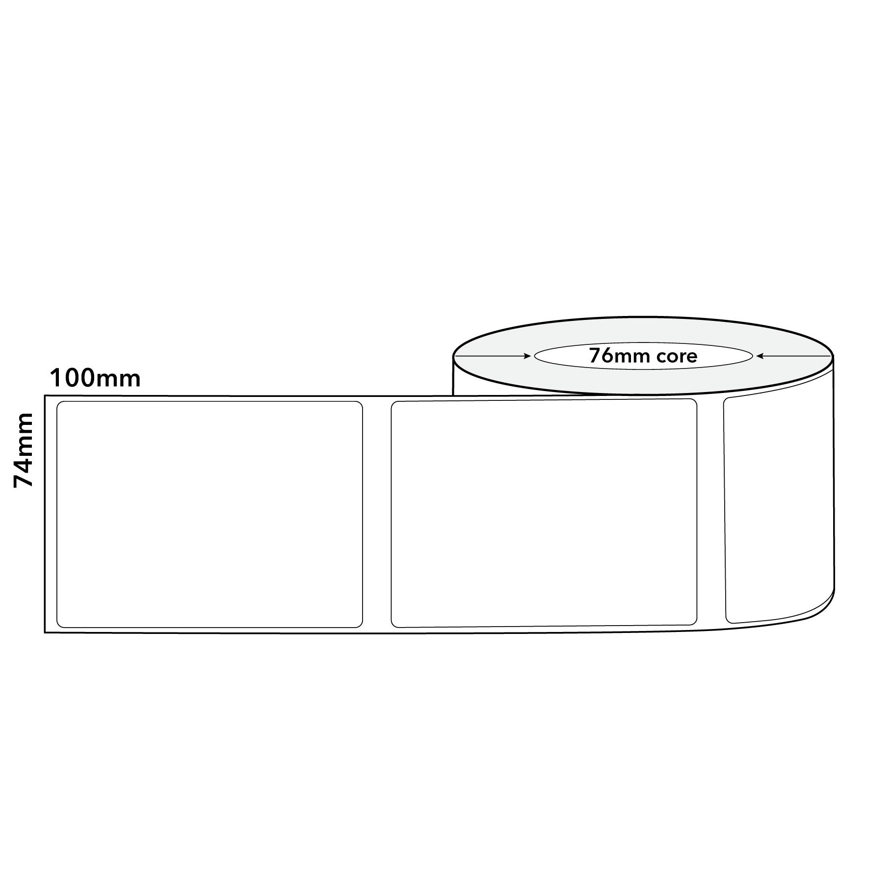 Thermal Direct Label Paper White Permanent 102mm x 77mm Perf. 1750/roll 76mm core - Omni Packaging 