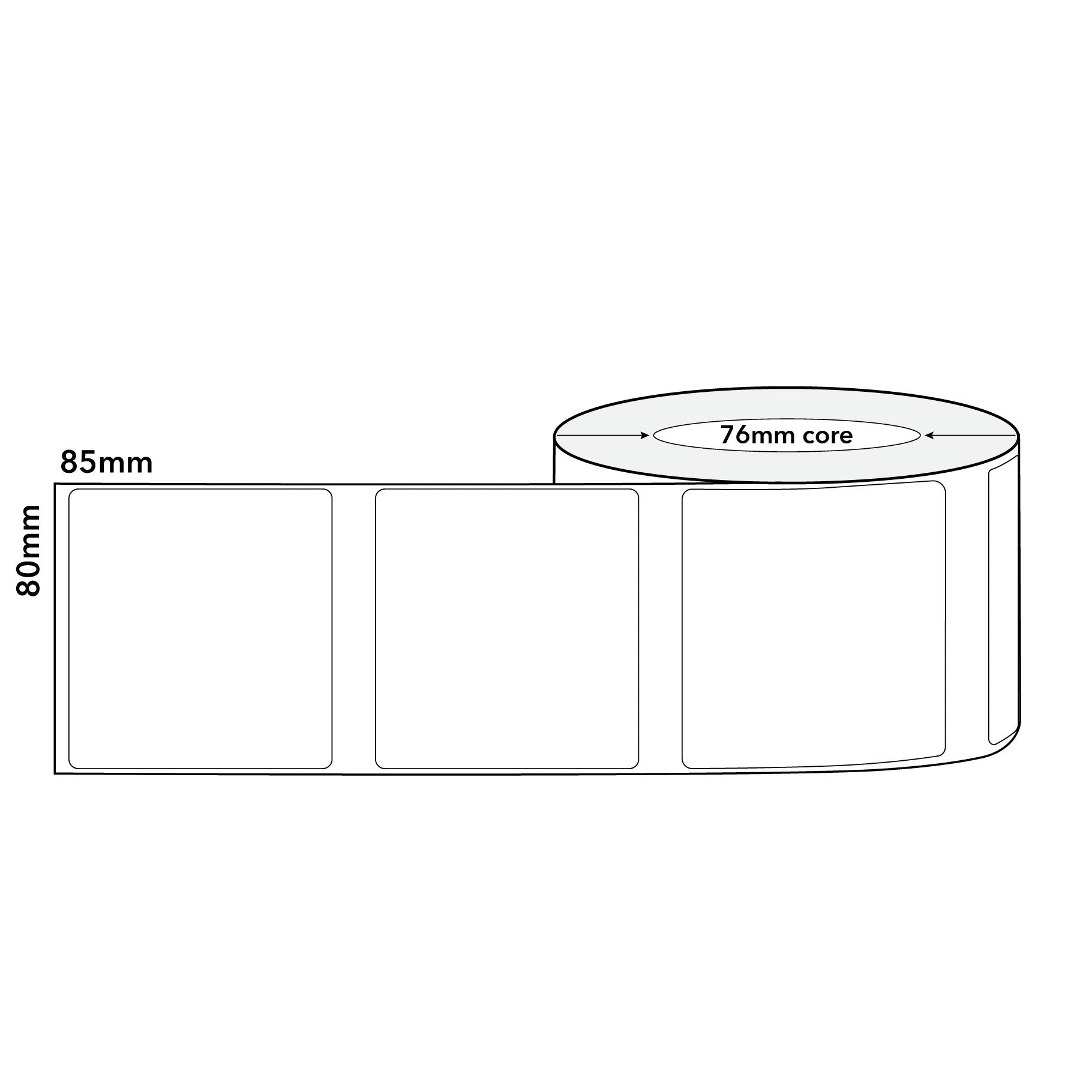 Thermal Labels Direct Omni 80mm x 85mm 1000/roll 76mm core White - Omni Packaging 