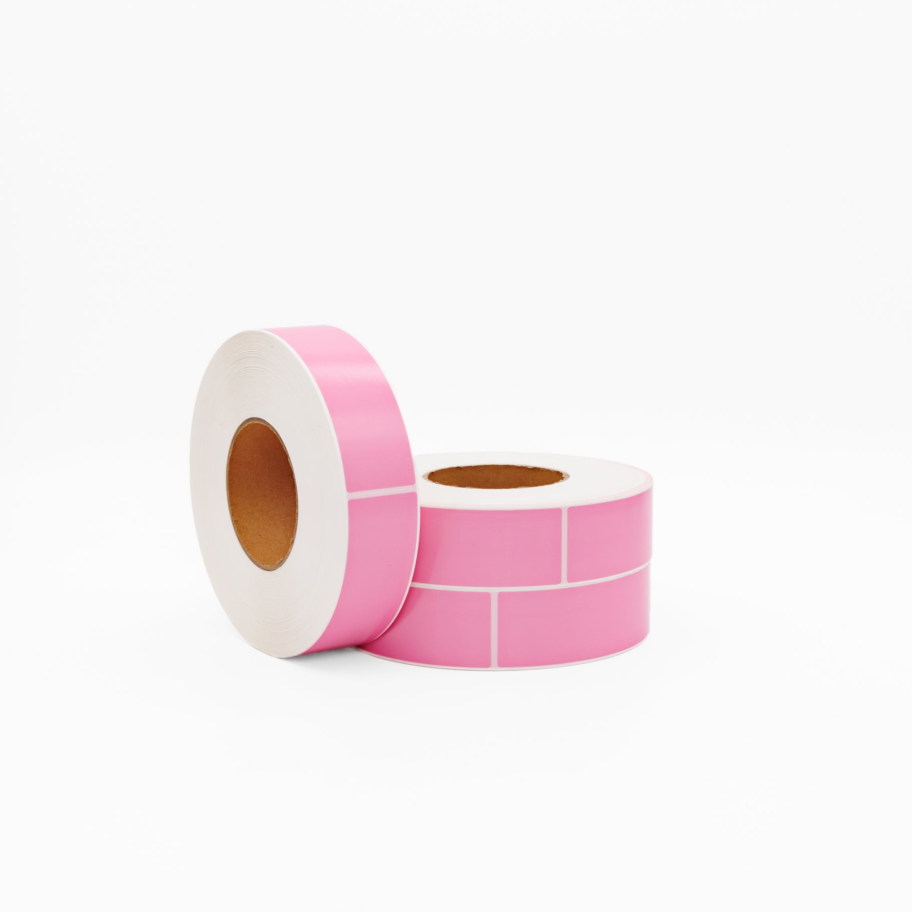 Thermal Direct Label Paper Pink Permanent 40mm x 140mm Perf. 1000/roll 76mm core - Omni Packaging 
