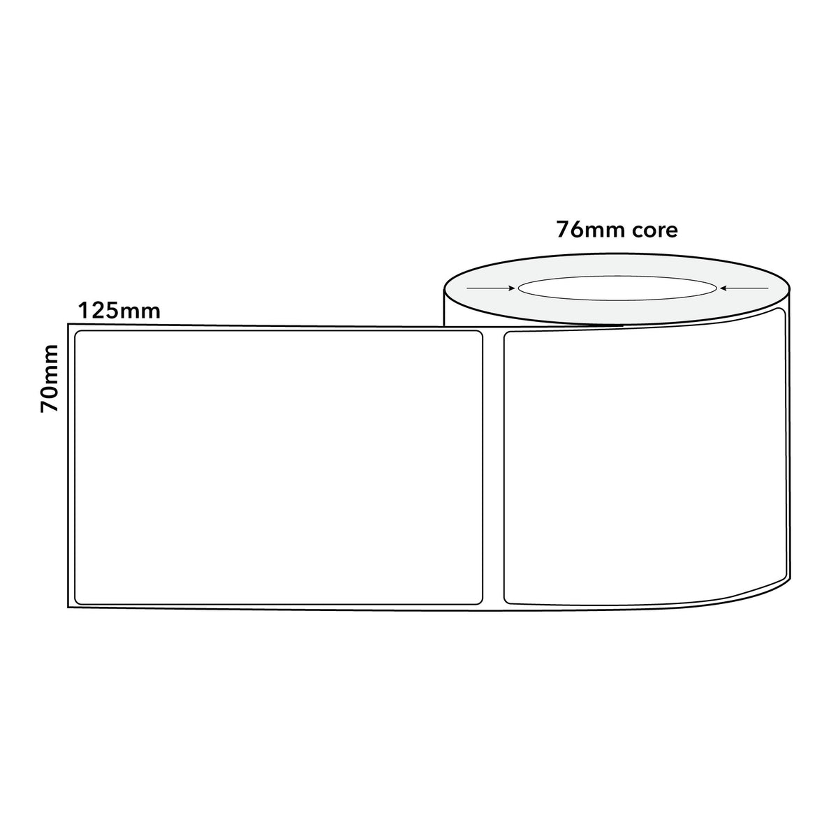 Thermal Direct Label Tyre White Permanent 75mm x 127mm Perf. 500/roll 40mm core - Omni Packaging 