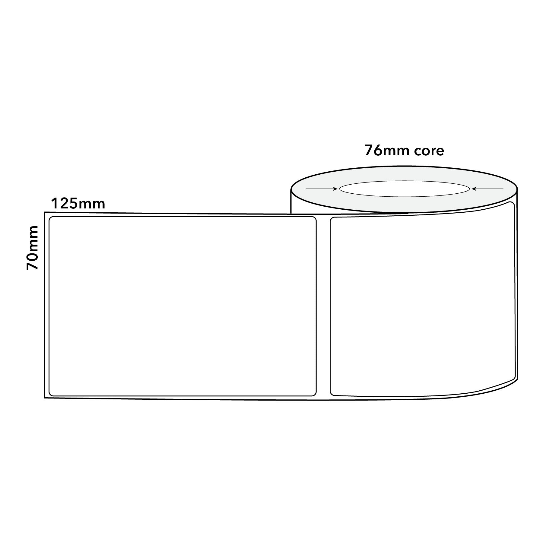 Thermal Direct Label Tyre White Permanent 75mm x 127mm Perf. 500/roll 40mm core - Omni Packaging 