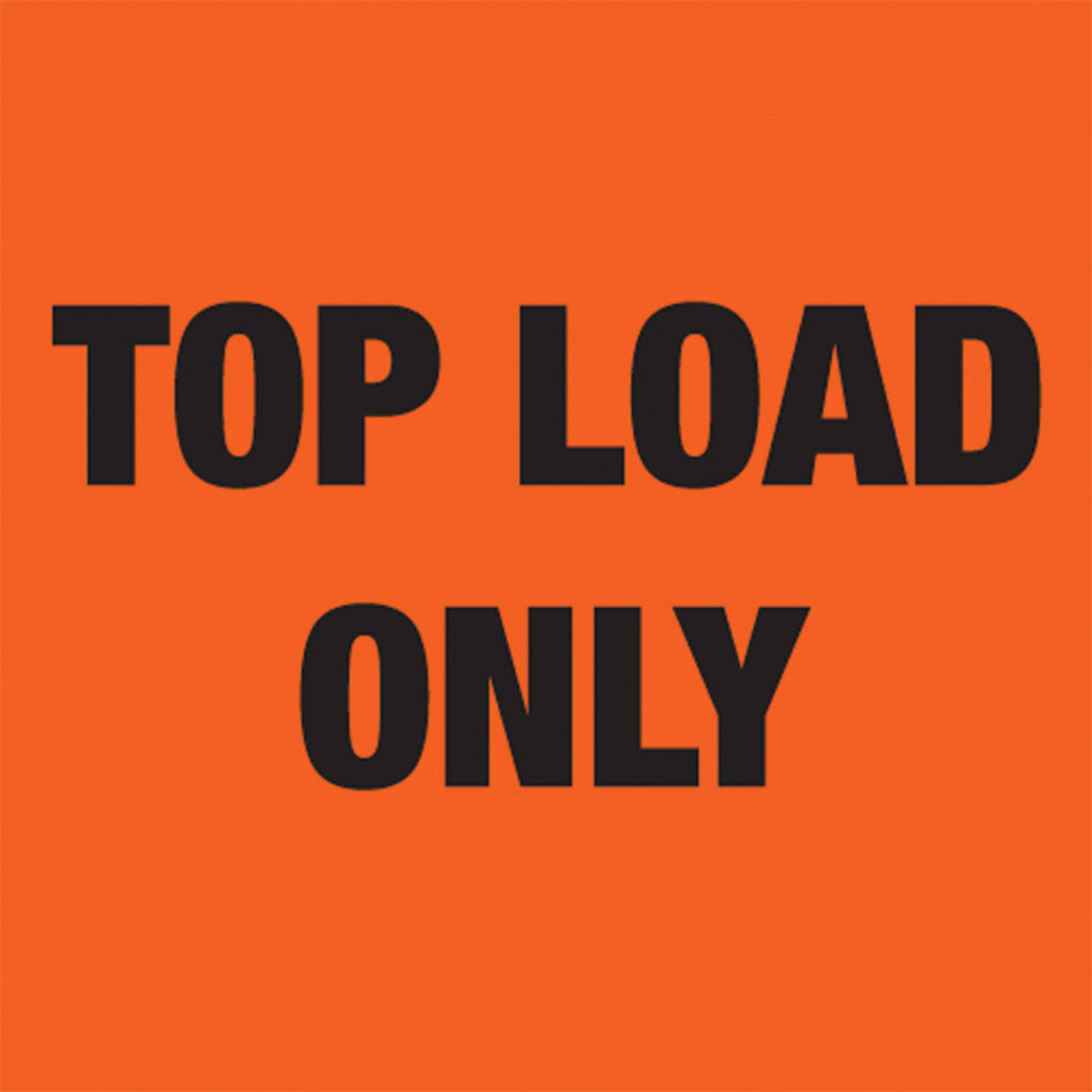 TOP LOAD ONLY Sticker - Printed Stickers Orange 72mm x 100mm 500/roll - Omni Packaging 