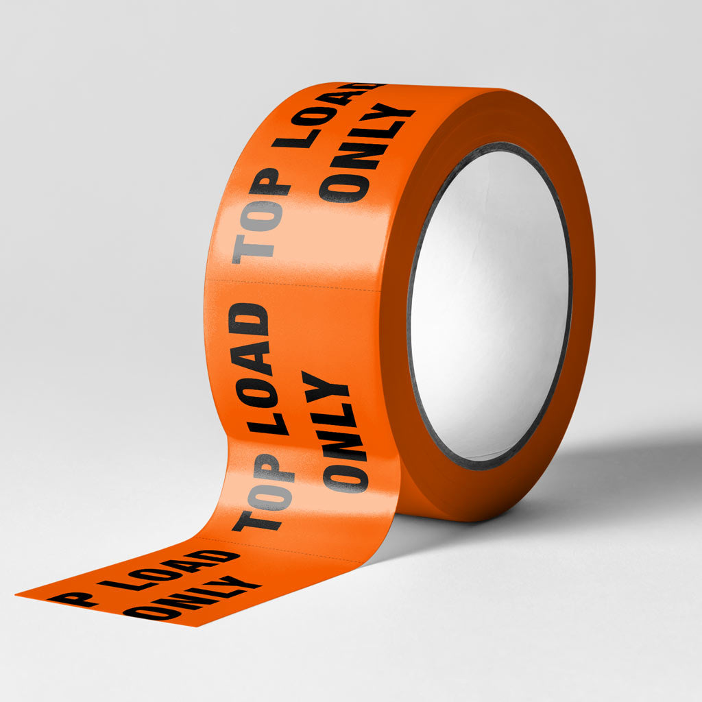 TOP LOAD ONLY Sticker - Printed Stickers Orange 72mm x 100mm 500/roll - Omni Packaging 