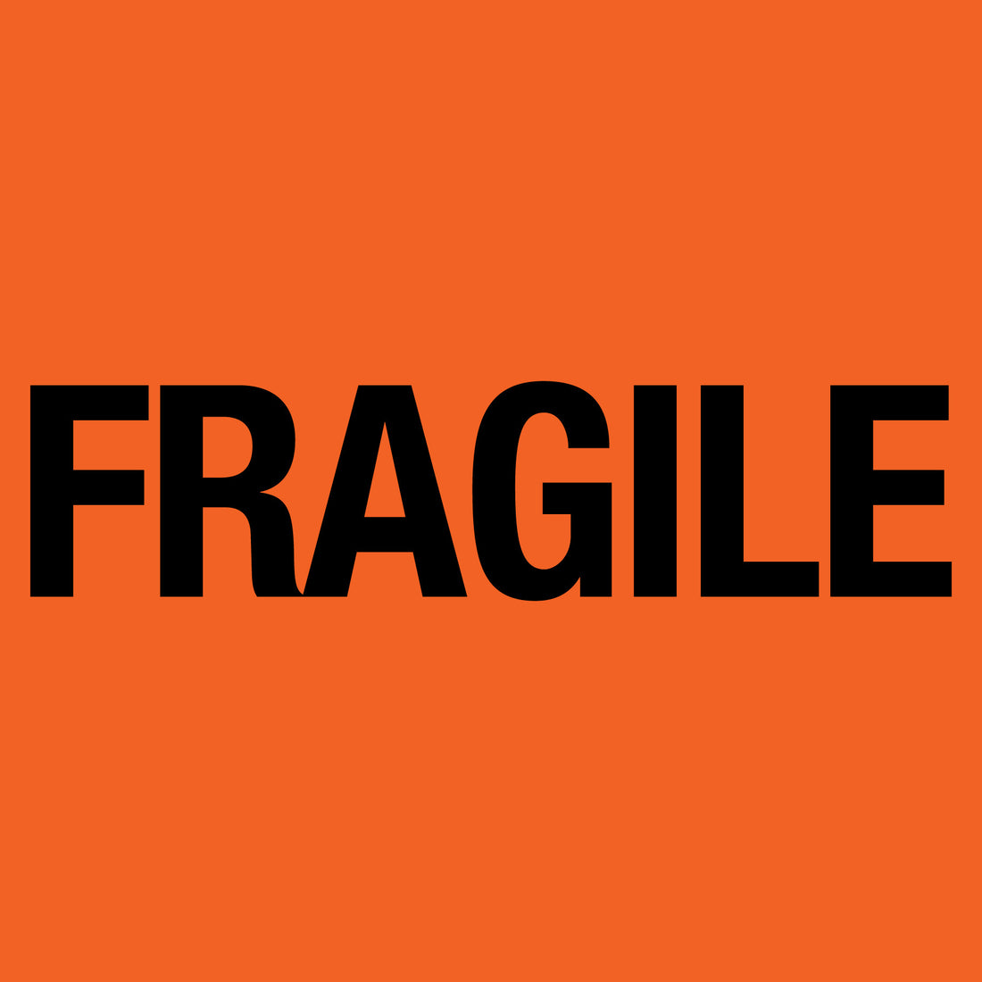 FRAGILE Sticker - Printed Stickers Orange 72mm x 100mm 500/roll - Omni Packaging 