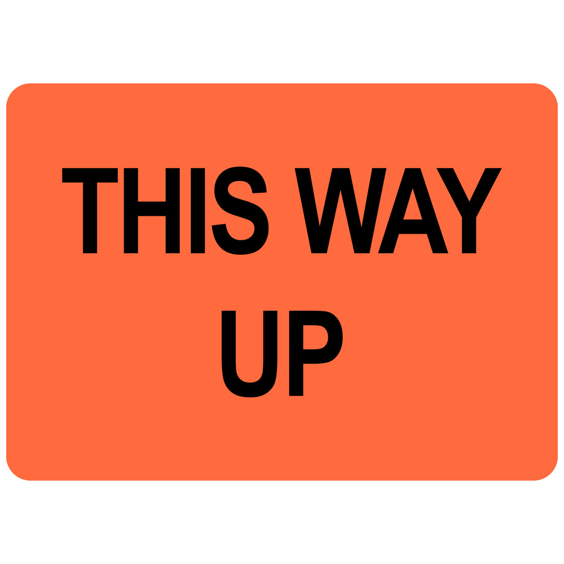 THIS WAY UP Sticker - Printed Stickers Orange 72mm x 100mm 500/roll - Omni Packaging 