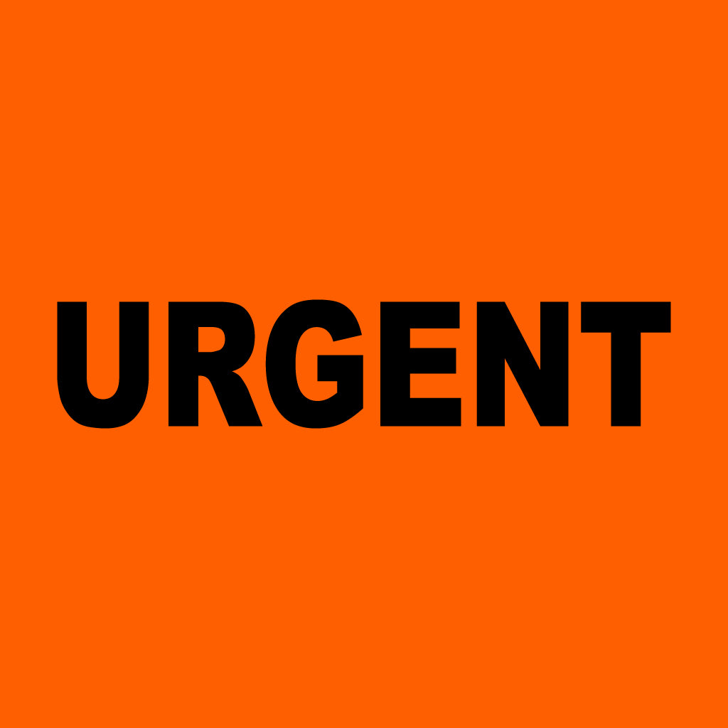 URGENT Label - PVC Perforated Orange 72mm X 100mm 500/roll - Omni Packaging 