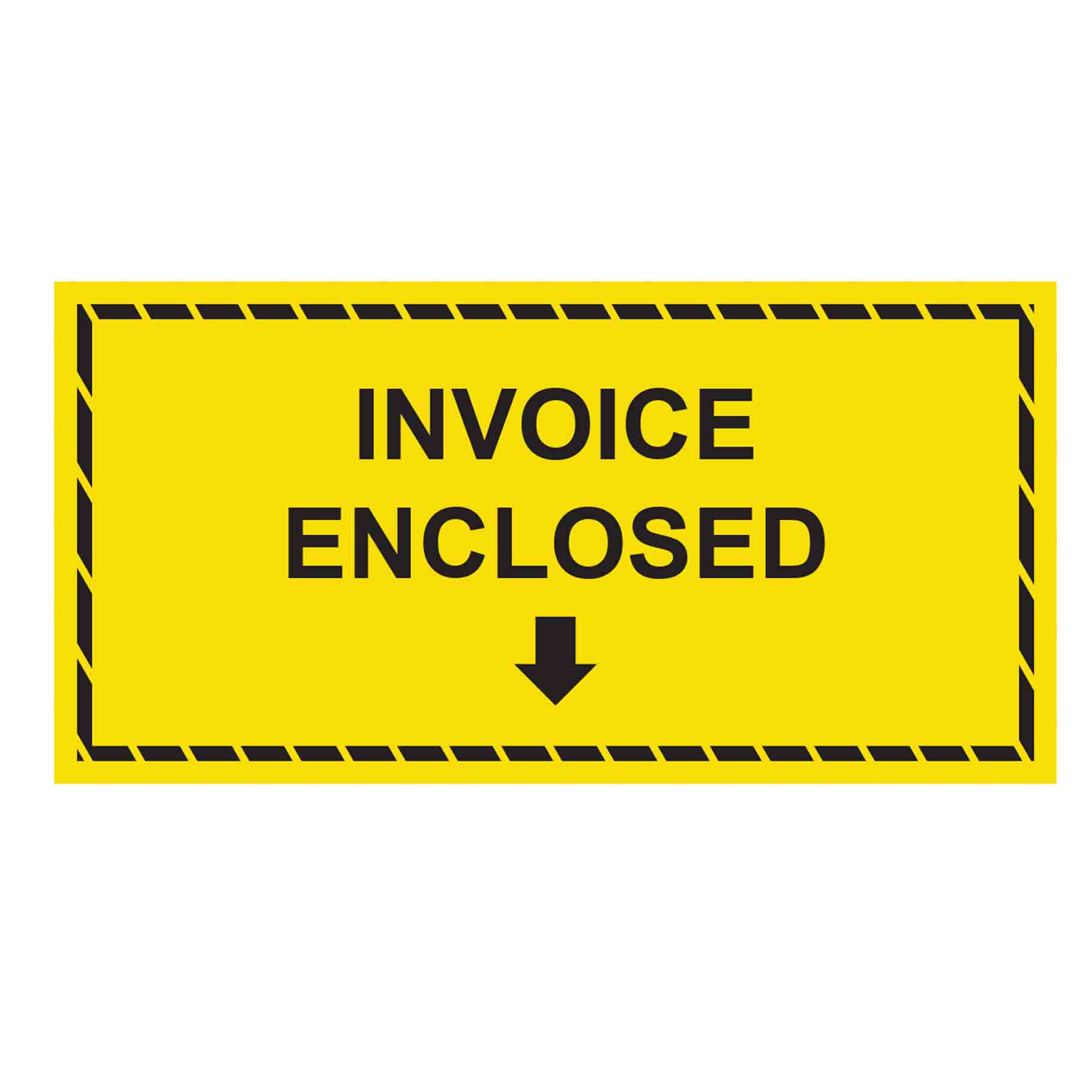 INVOICE ENCLOSED Sticker - Yellow 50mm x 100mm 250/roll - Omni Packaging 
