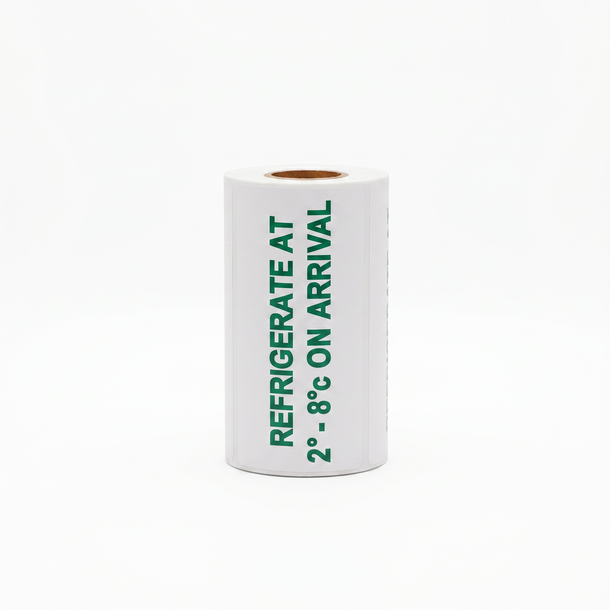 Refrigerate Sticker - (Refrigerate at 2-8 C) Green 50mm x 100mm 250/roll - Omni Packaging 
