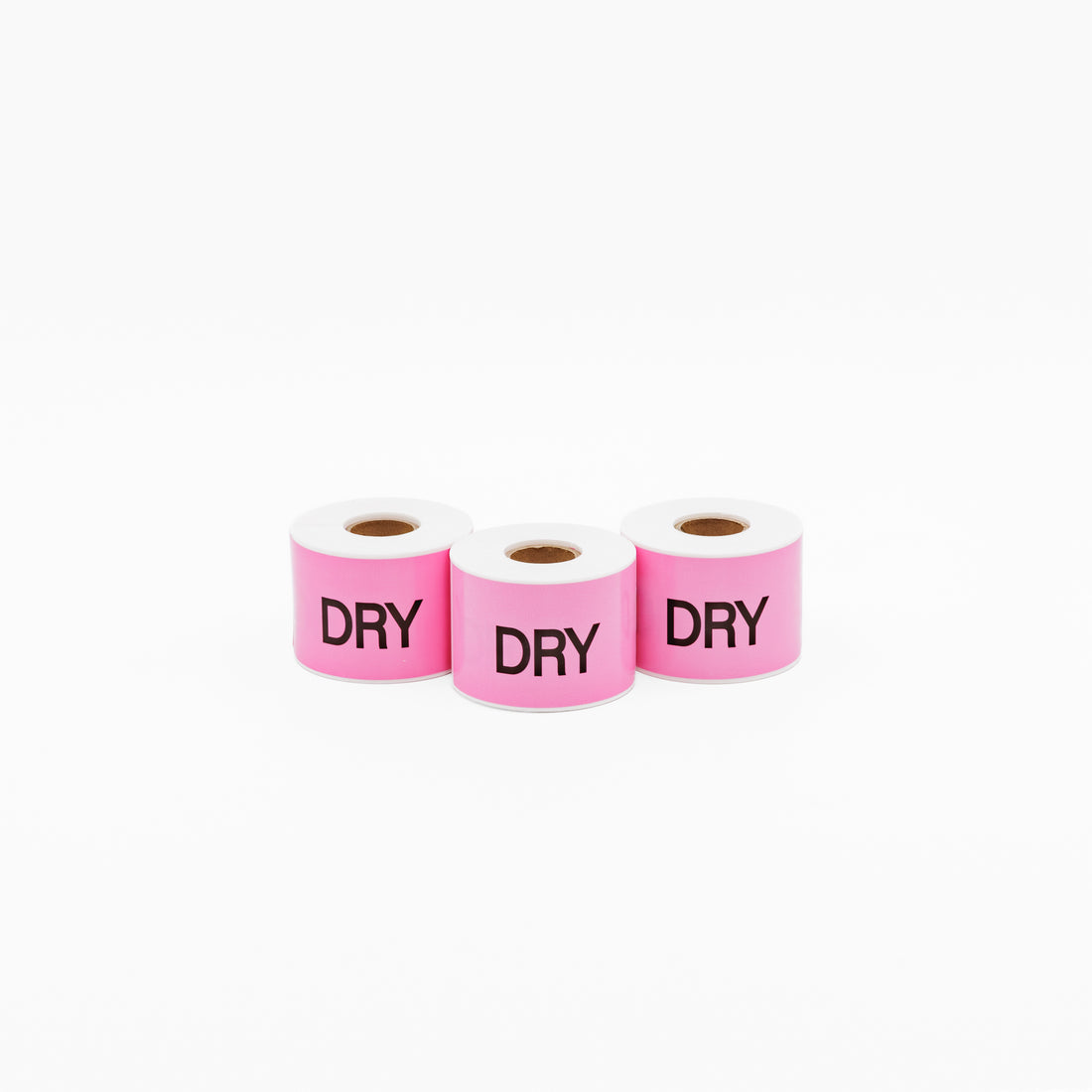 DRY Sticker Black on Pink 50mm x 100mm 250/roll - Omni Packaging 