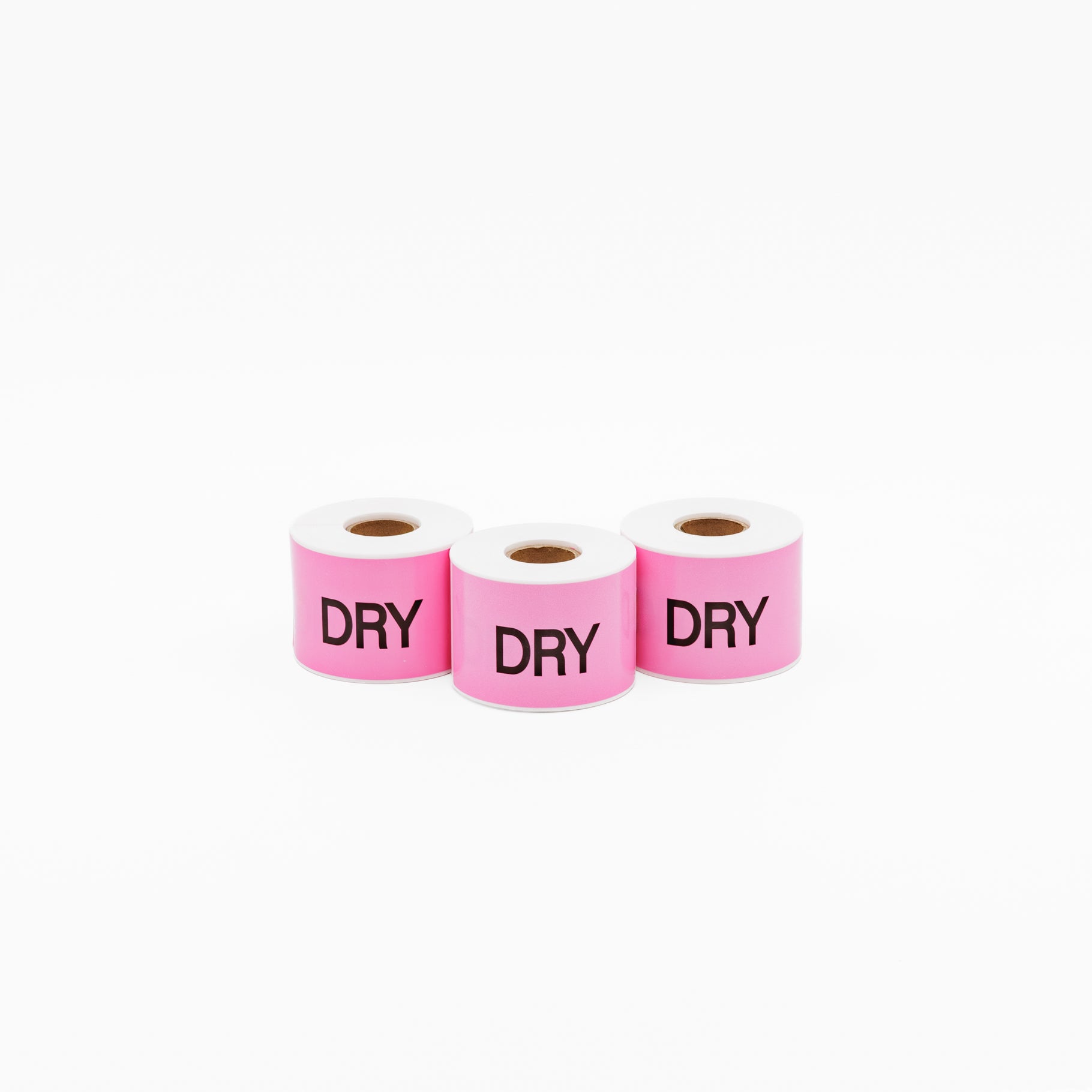 DRY Sticker Black on Pink 50mm x 100mm 250/roll - Omni Packaging 