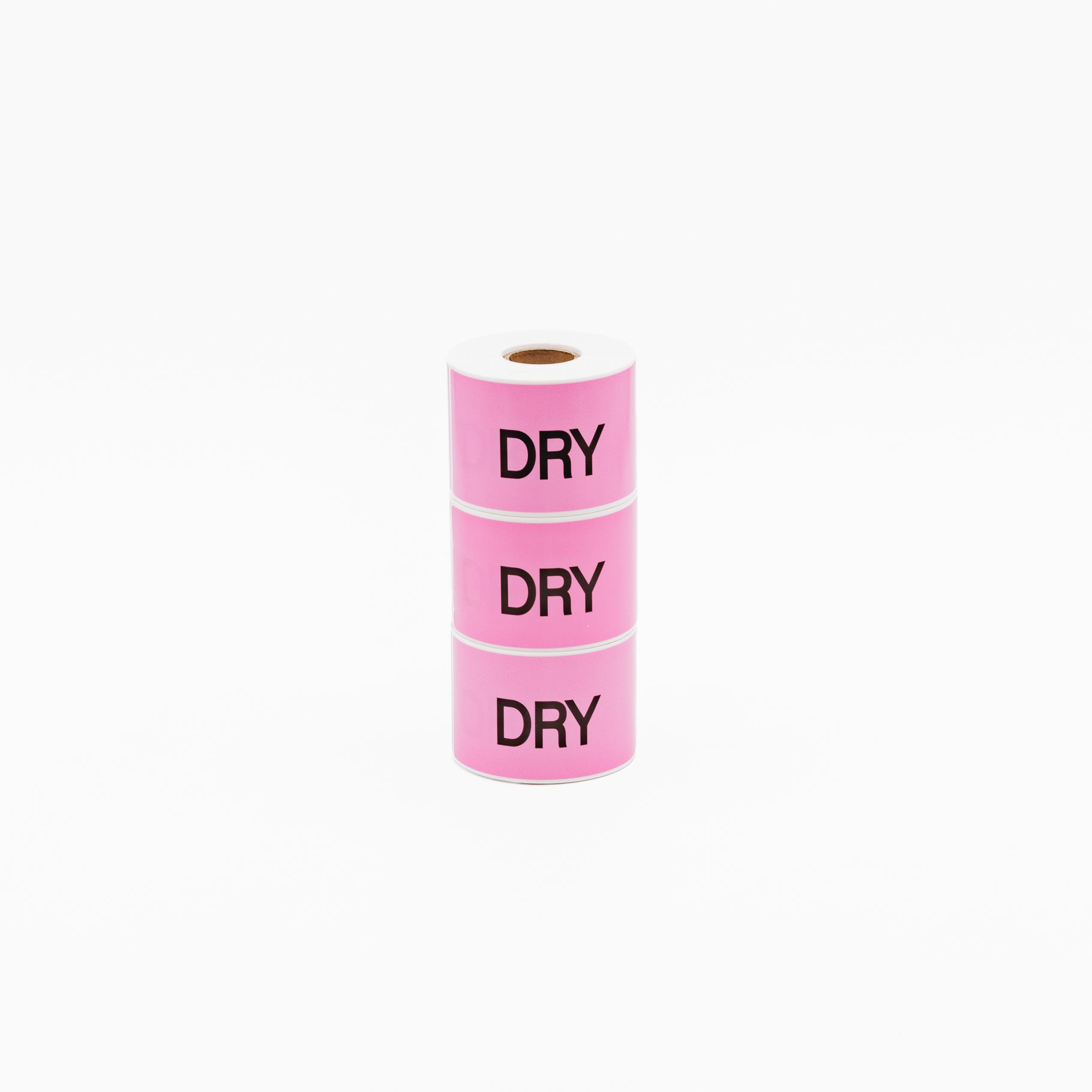 DRY Sticker Black on Pink 50mm x 100mm 250/roll - Omni Packaging 