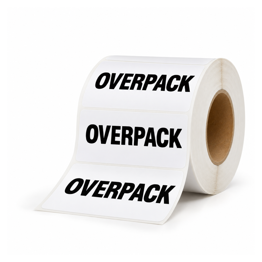 OVERPACK Sticker Black on White 50mm x 150mm 500/roll - Omni Packaging 