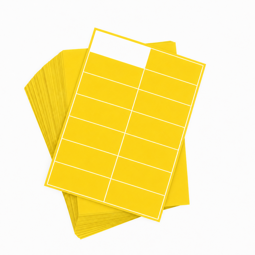 A4 Sheet Printer Labels Yellow Permanent 105mm x 37mm 16 Label/Sheet 100 Sheets/Pack - Omni Packaging 