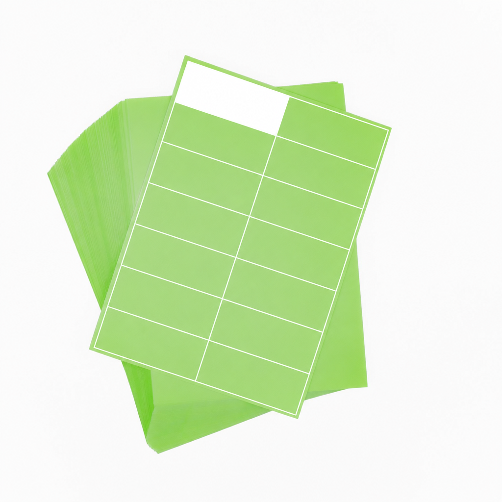 A4 Sheet Printer Labels Green Permanent 105mm x 37mm 16 Label/Sheet 100 Sheets/Pack - Omni Packaging 