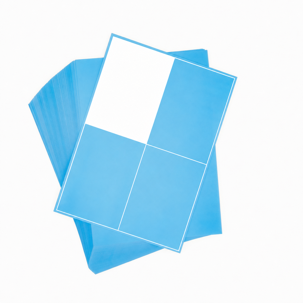 A4 Sheet Printer Labels Blue Permanent 105mm x 148mm 4 Label/Sheet 100 Sheets/Pack - Omni Packaging 