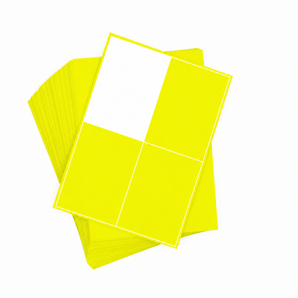 A4 Sheet Printer Labels Fl. Yellow Permanent 105mm x 148mm 4 Label/Sheet 100 Sheets/Pack - Omni Packaging 