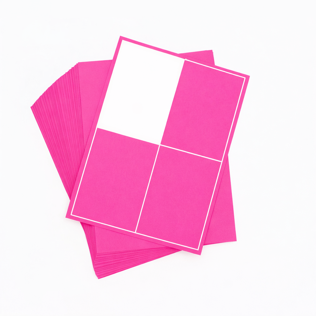 A4 Sheet Printer Labels Fl. Pink Permanent 105mm x 148mm 4 Label/Sheet 100 Sheets/Pack - Omni Packaging 
