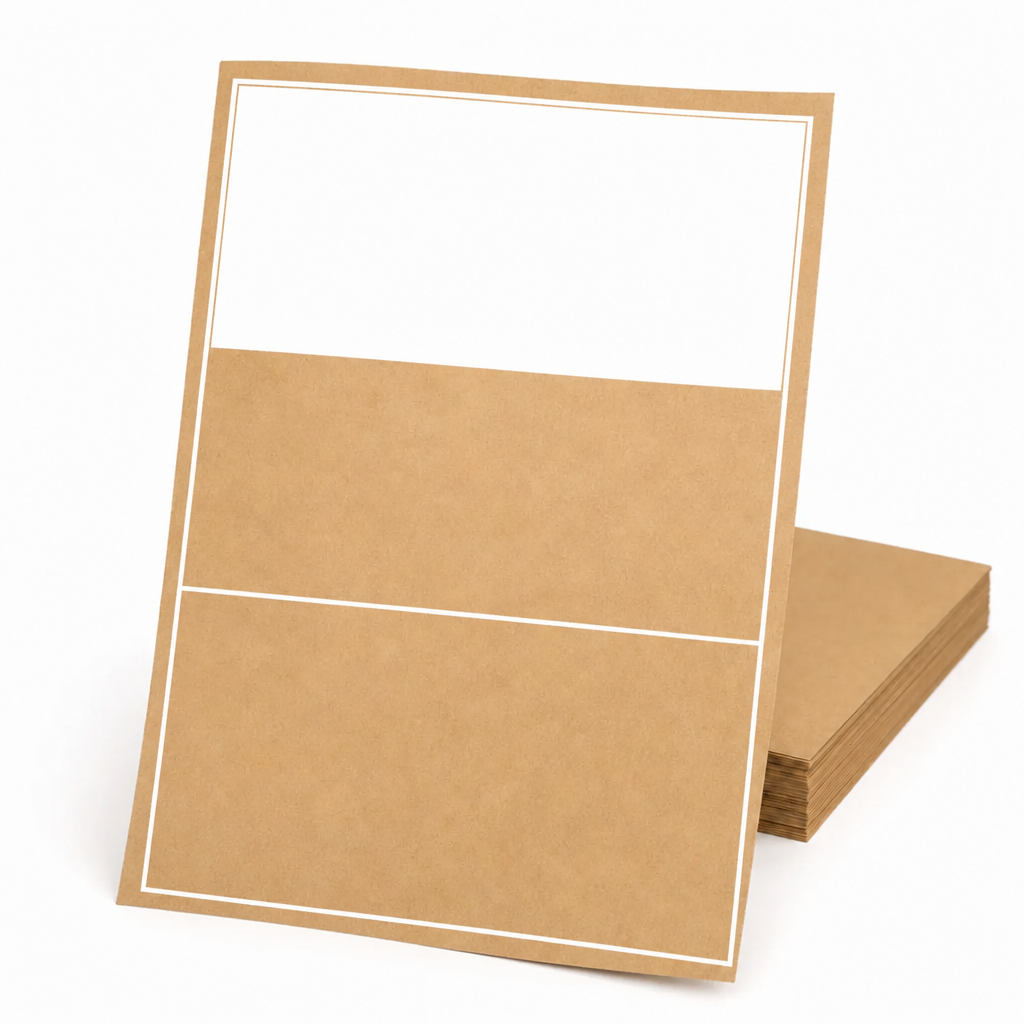 Kraft Paper Label Blockout Brown Permanent 210mm x 98mm 3 Label/Sheet 100 Sheets/Pack - Omni Packaging 