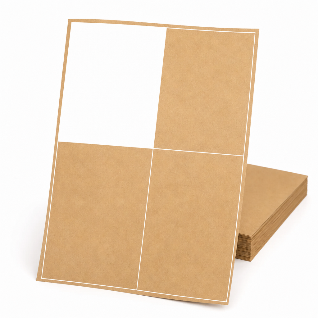 Kraft Paper Label Blockout Brown Permanent 105mm x 148mm 4 Label/Sheet 100 Sheets/Pack - Omni Packaging 