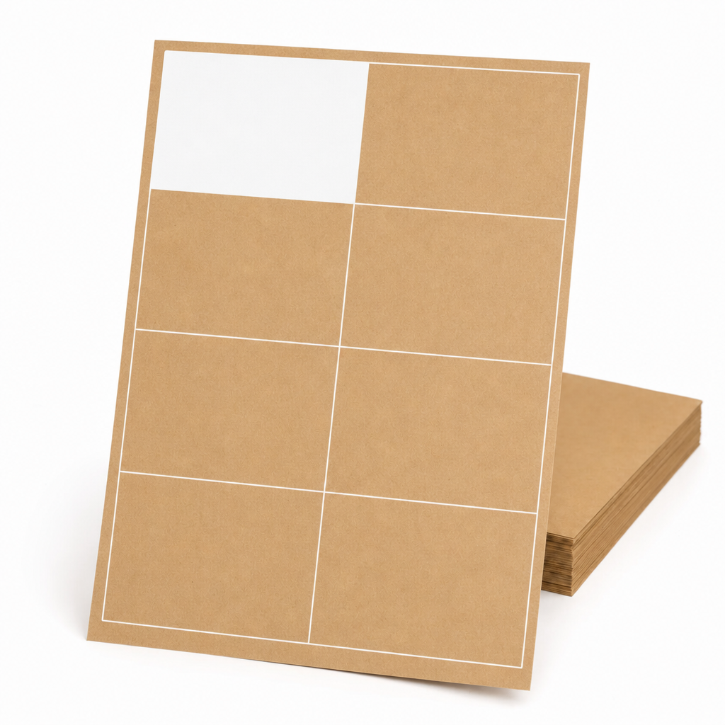 Kraft Paper Label Blockout Brown Permanent 105mm x 74mm 8 Label/Sheet 100 Sheets/Pack - Omni Packaging 