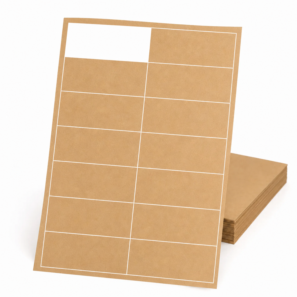 Kraft Paper Label Blockout Brown Permanent 97mm x 38mm 14 Label/Sheet 100 Sheets/Pack - Omni Packaging 
