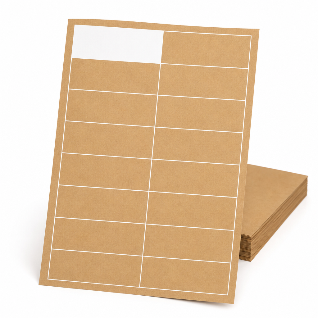 Kraft Paper Label Blockout Brown Permanent 105mm x 37mm 16 Label/Sheet 100 Sheets/Pack - Omni Packaging 