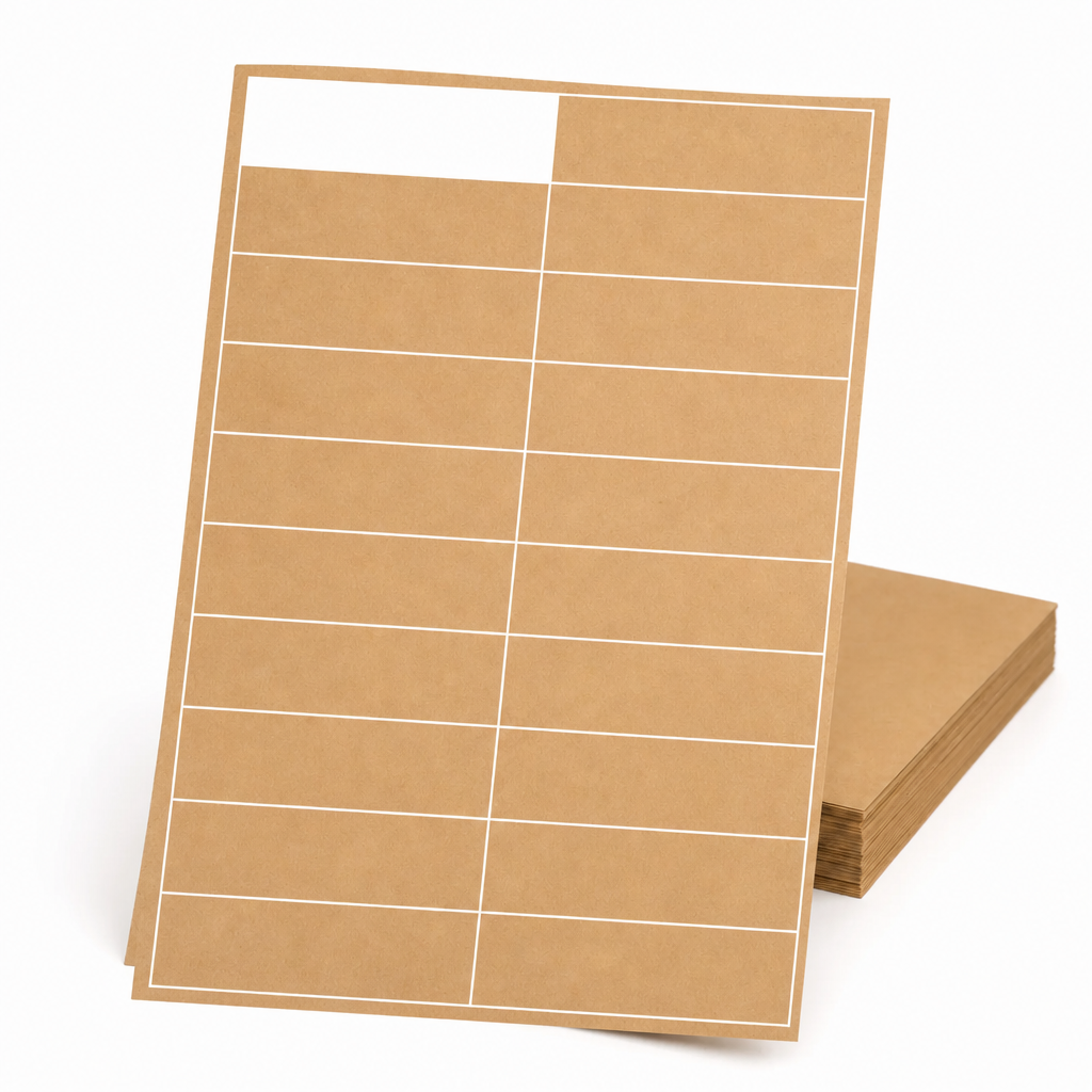 Kraft Paper Label Blockout Brown Permanent 97mm x 25mm 20 Label/Sheet 100 Sheets/Pack - Omni Packaging 