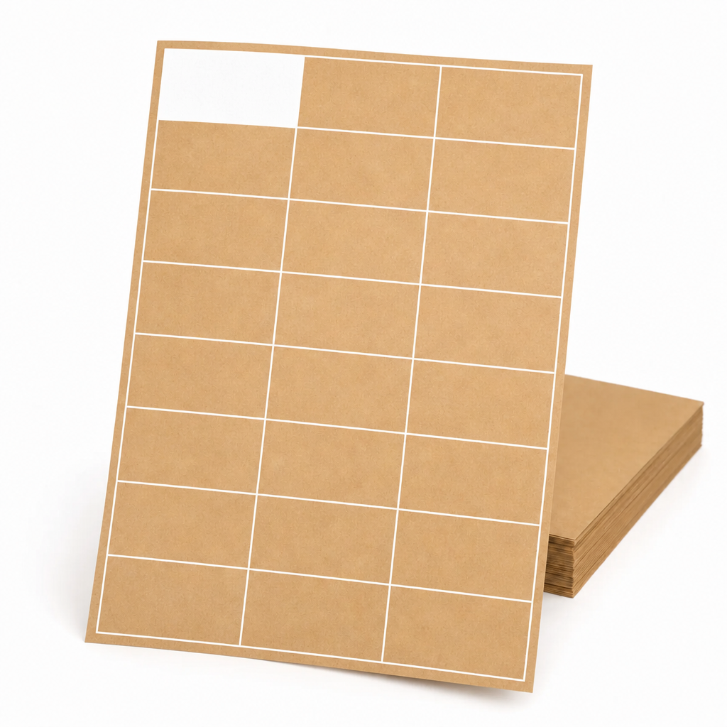 Kraft Paper Label Blockout Brown Permanent 70mm x 36mm 24 Label/Sheet 100 Sheets/Pack - Omni Packaging 