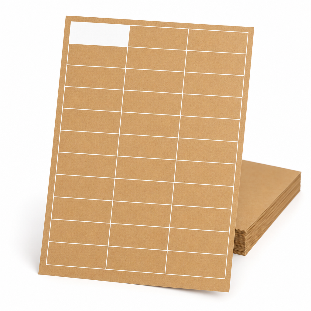 Kraft Paper Label Blockout Brown Permanent 70mm x 25mm 33 Label/Sheet 100 Sheets/Pack - Omni Packaging 