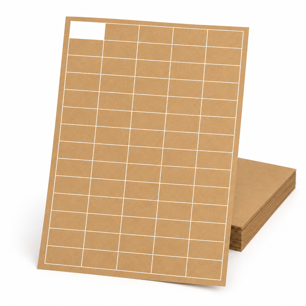 Kraft Paper Label Blockout Brown Permanent 38mm x 21mm 65 Label/Sheet 100 Sheets/Pack - Omni Packaging 